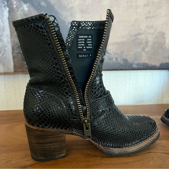 Freebird Carlito Snake Boots Black leather snake skin US Size 10 - fits 9 1.5 - Picture 6 of 9